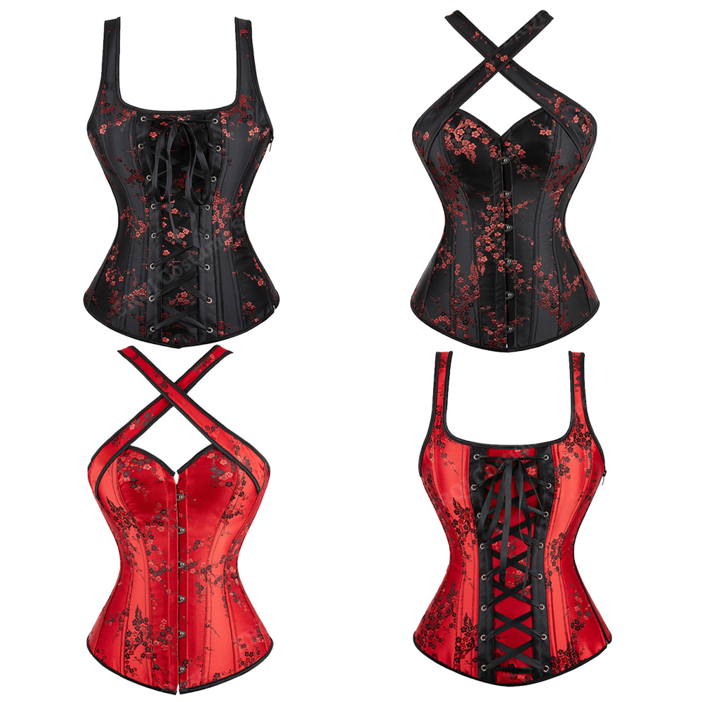 Corset Waist Cinch - Женский цветочный жаккардовый корсет, бюстье, черные